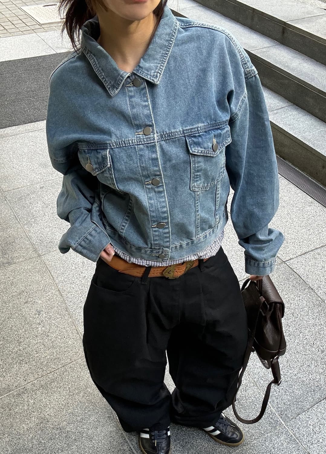 *Pre order [unisex] 시티 워크 빈티지 세미크롭 청자켓 상품이미지5