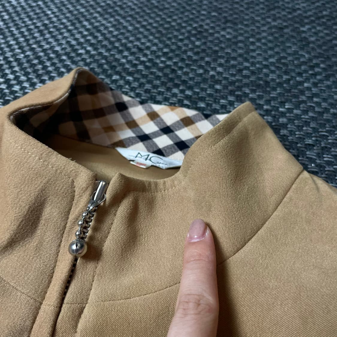 JPN 베이지 스웨이드 체크 포인트 자켓 상품이미지6