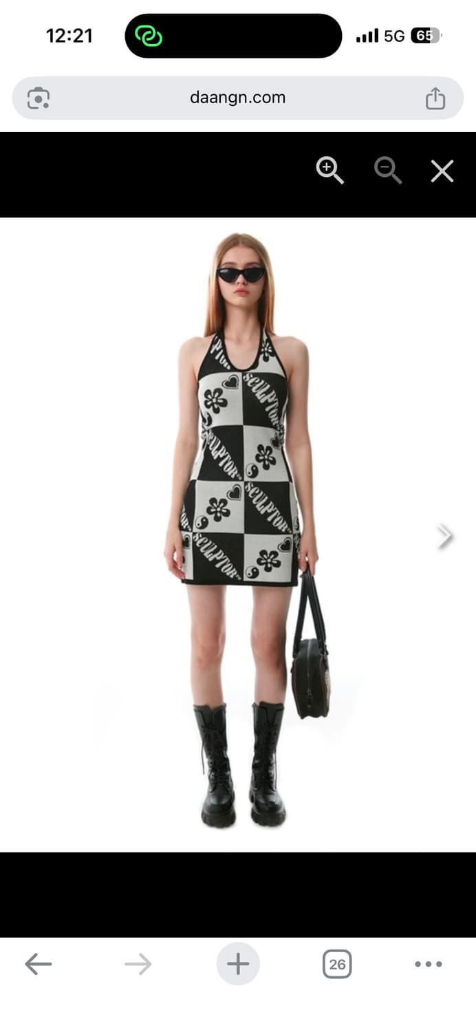 희귀!! 여성 스컬프터 빈티지 패턴 홀터넥 니트 원피스 F 상품이미지2