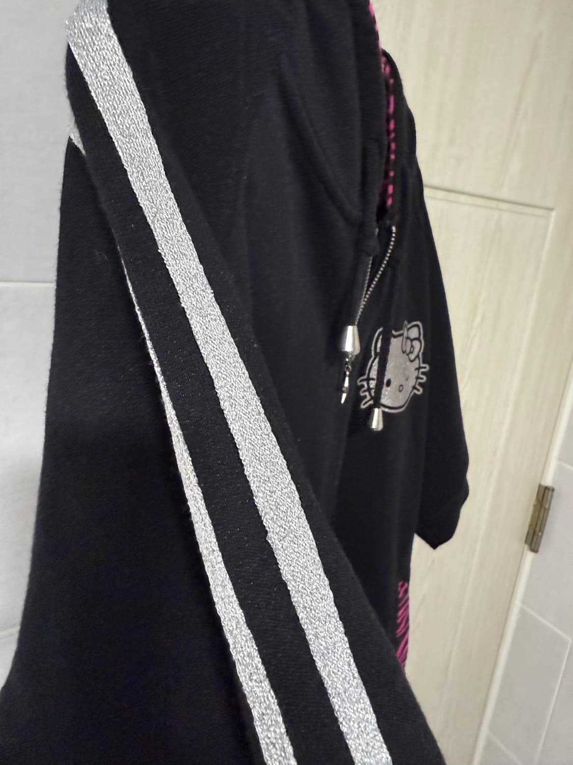 헬로키티 핑크 레오파드 반팔 후드집업 / 빅사이즈 상품이미지4