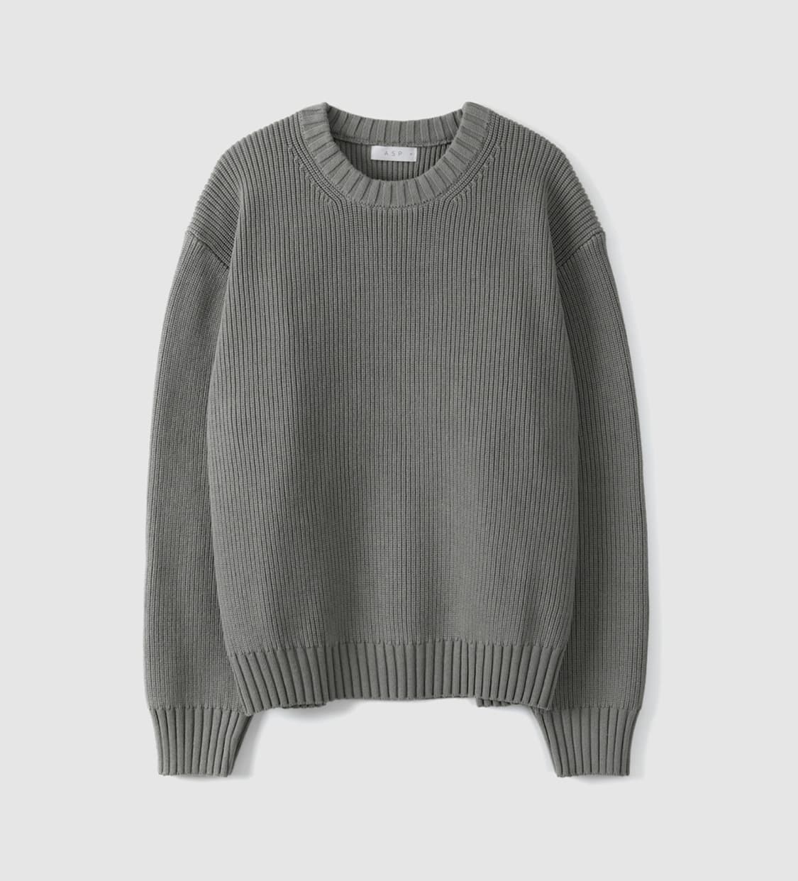 애습 인텔리 코튼 크루넥 니트 그레이시 그린 XL 상품이미지1