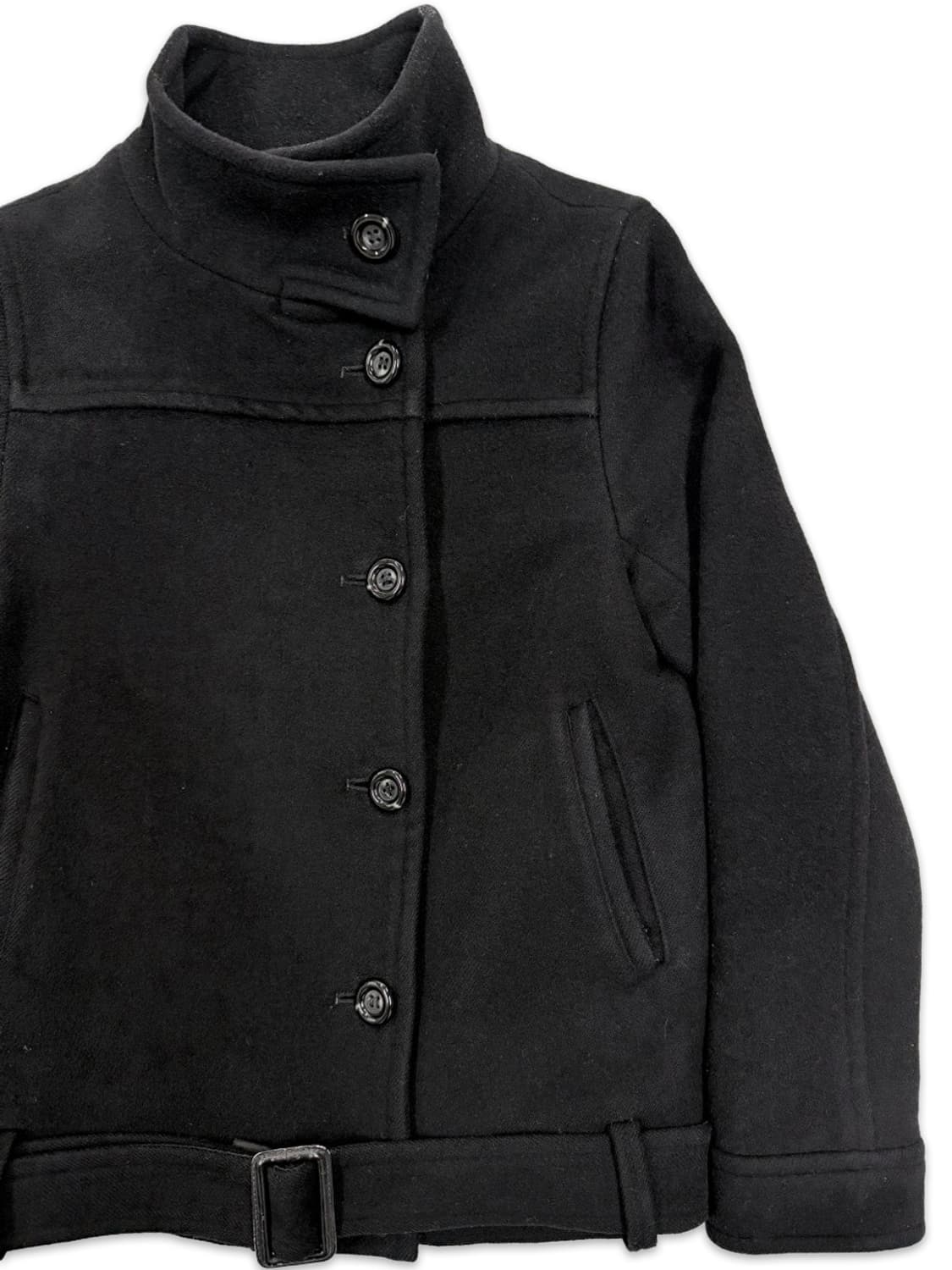 빈티지 블랙 벨트 싱글 하프 코트 상품이미지2