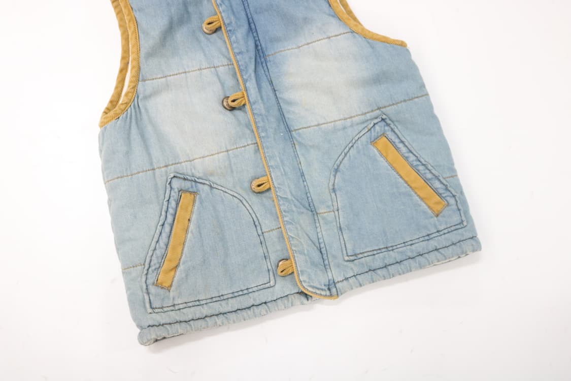 Petit Fleur 쁘띠플뢰르 빈티지 데님 양털 후드 베스트 상품이미지5