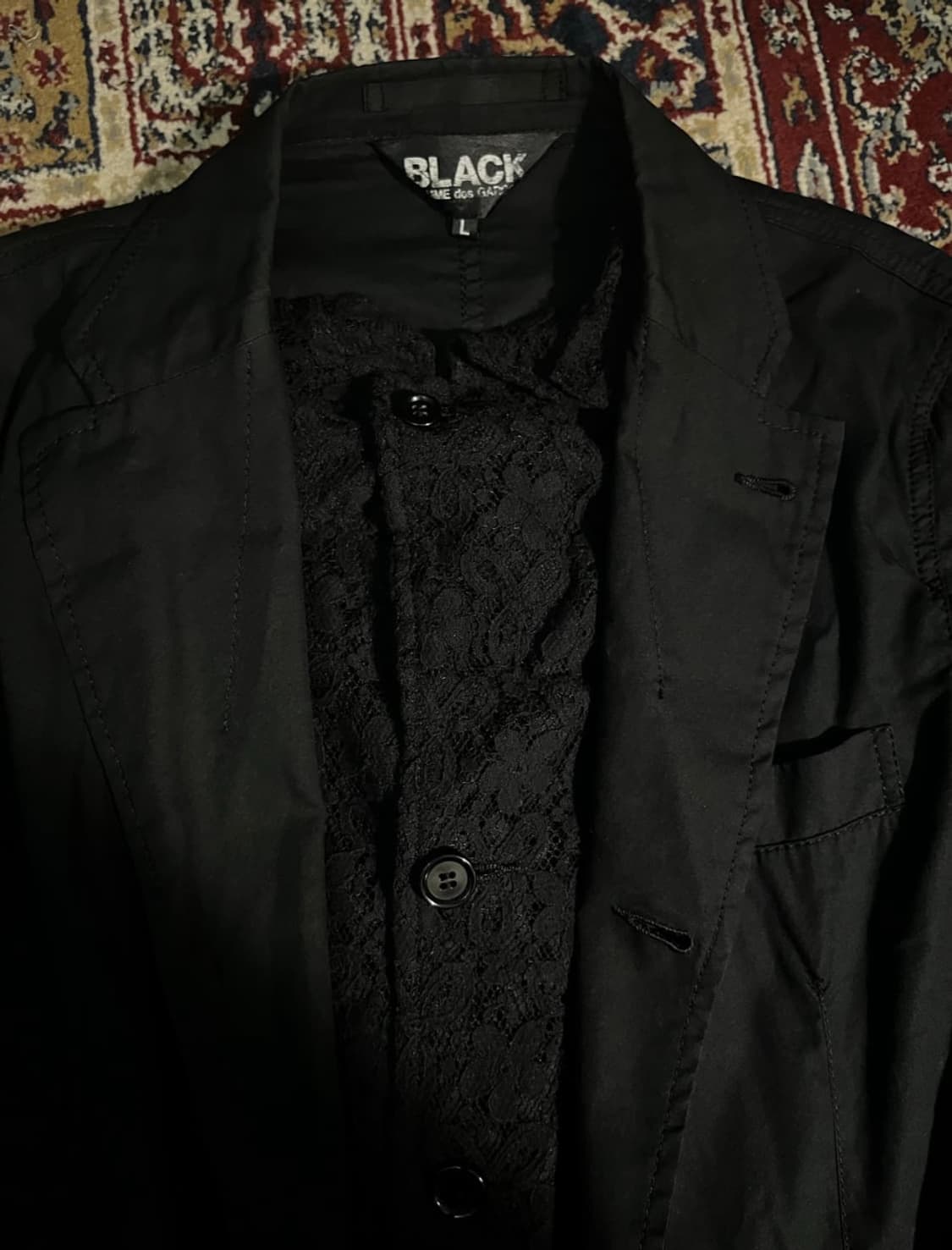 꼼데가르송 블랙 레이스 도킹 자켓 상품이미지2