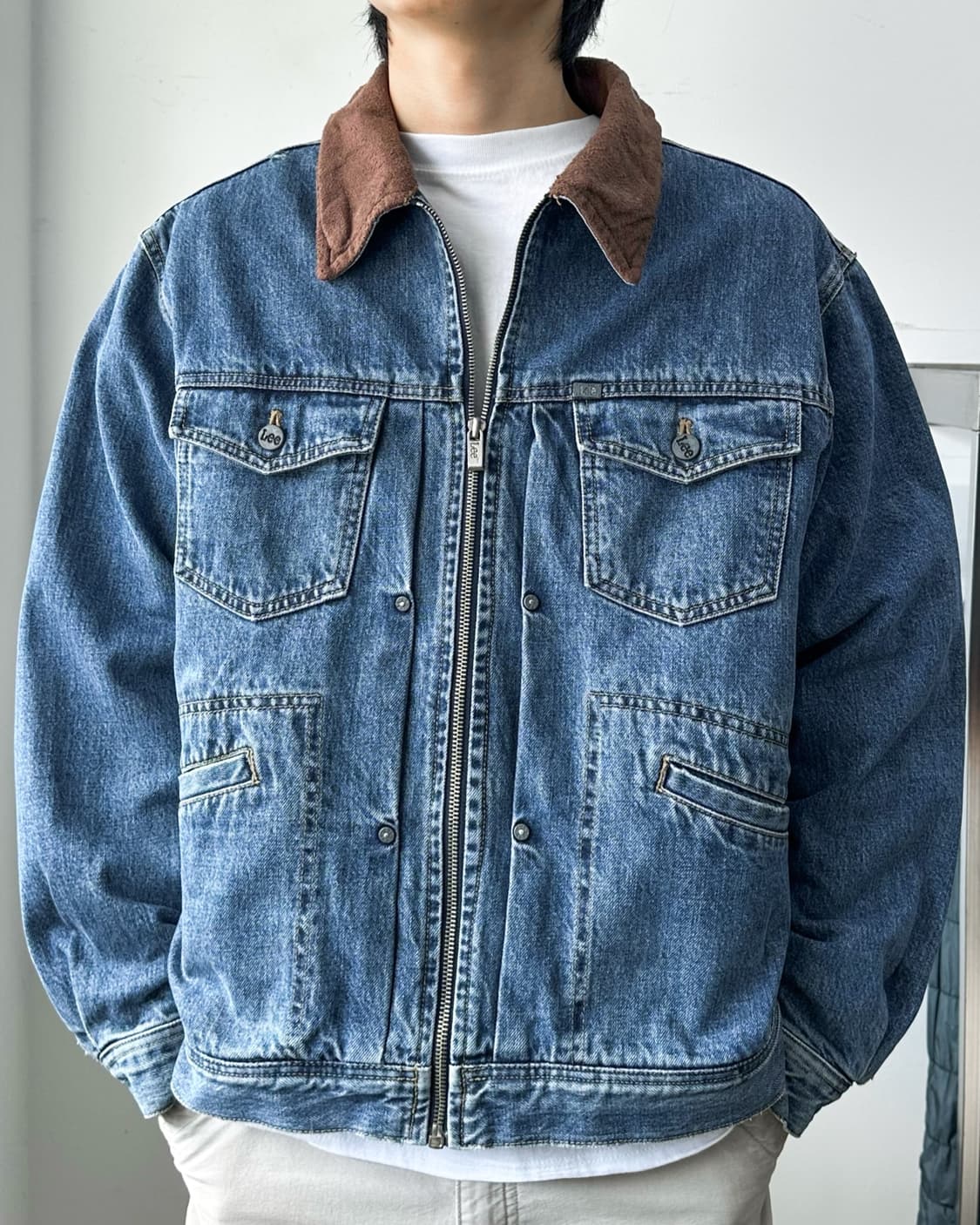 Lee 90's 스웨이드 카라넥 데님 트러커 자켓 상품이미지2