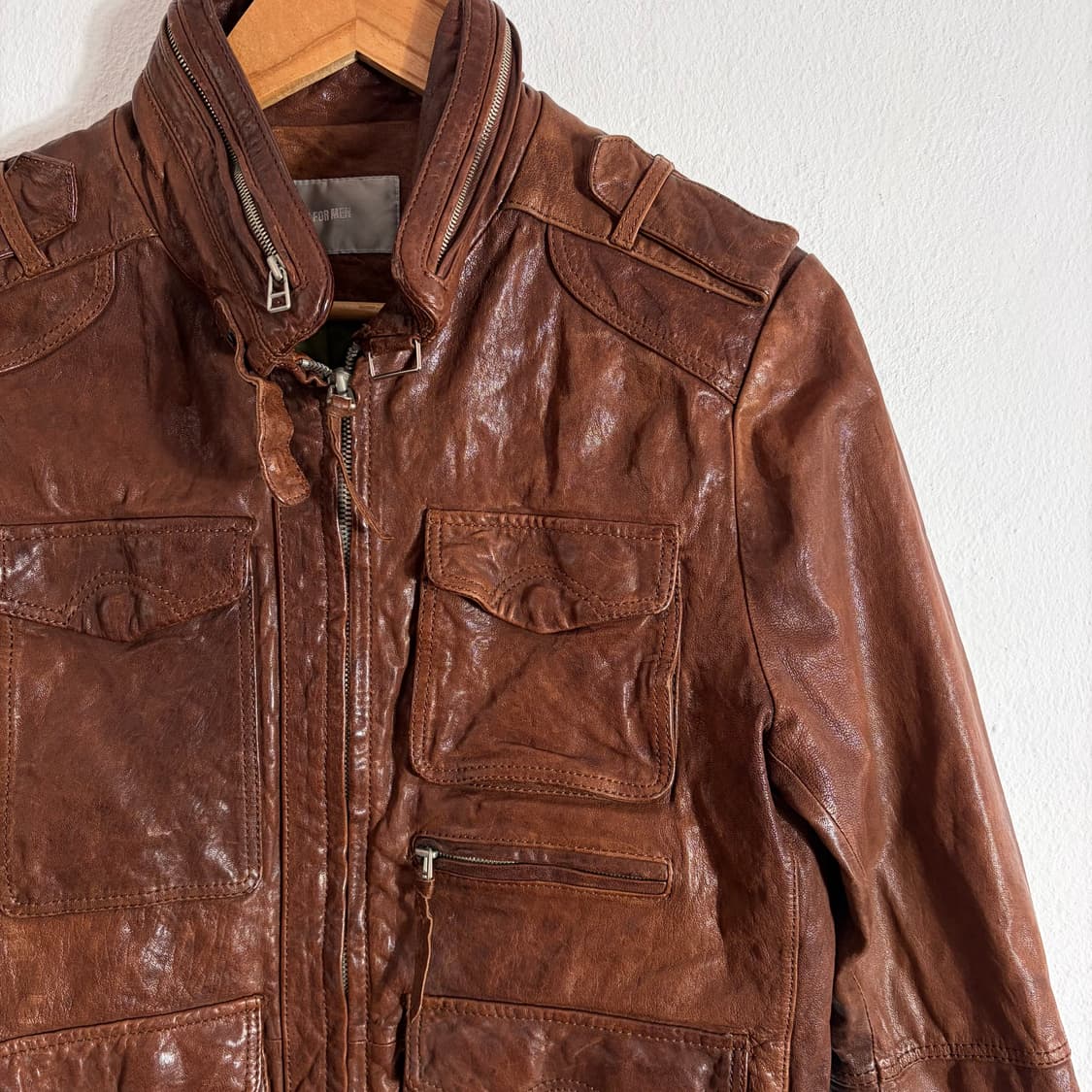 00s 티아이포맨 램스킨 하이넥 레더자켓 카멜브라운(95) 상품이미지4
