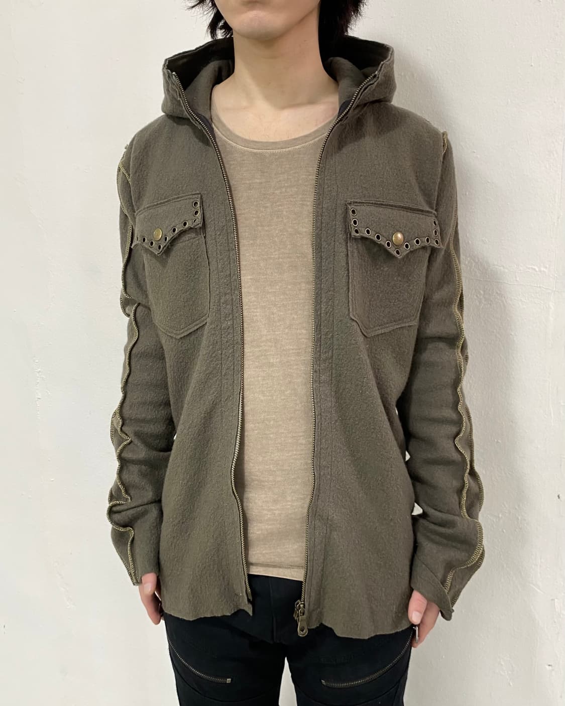 Francist_Mor.K.S 스터드 울 후드 자켓 상품이미지2