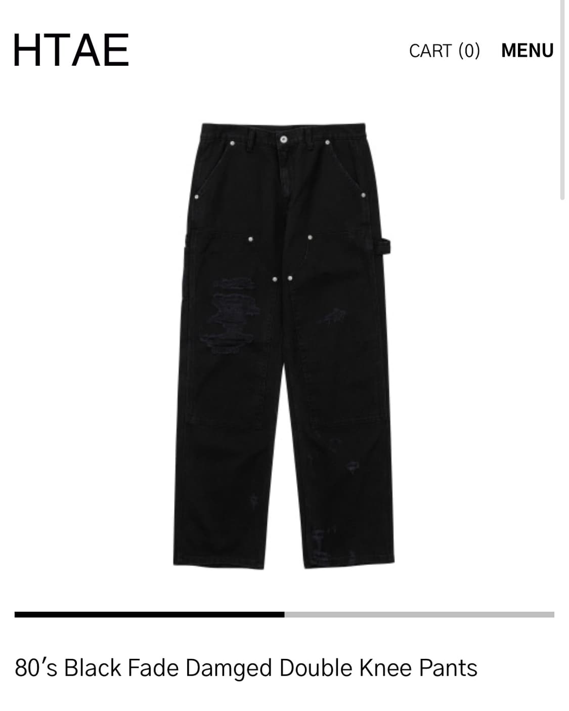 80's Black Fade Damged Double Knee Pants 상품이미지1