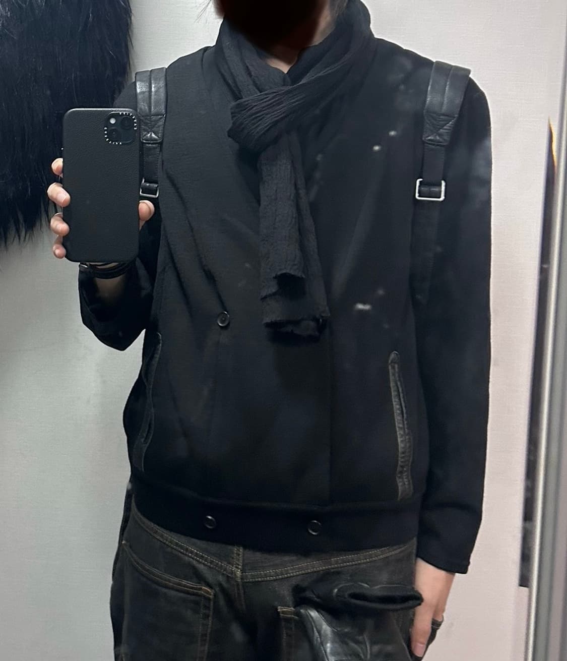 아르마니 익스체인지 레더 포켓 더블 가디건 상품이미지3