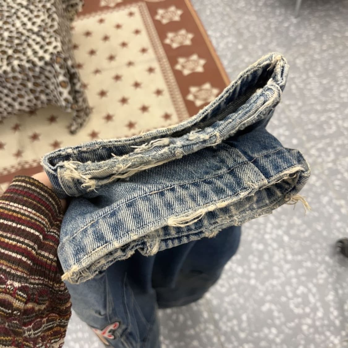 빈티지 재팬 올드스쿨 스트릿펑크 불독패치 데님팬츠 36인치 C09598 상품이미지8