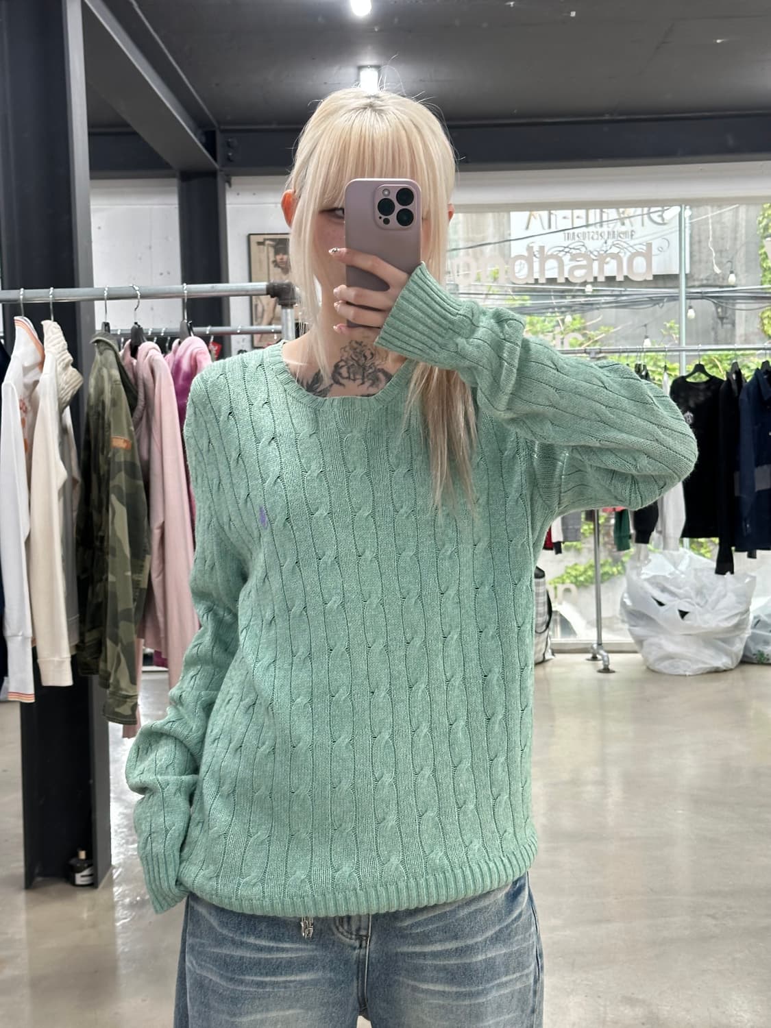 폴로 랄프로렌 민트 케이블 꽈배기 긴팔 니트 상품이미지2