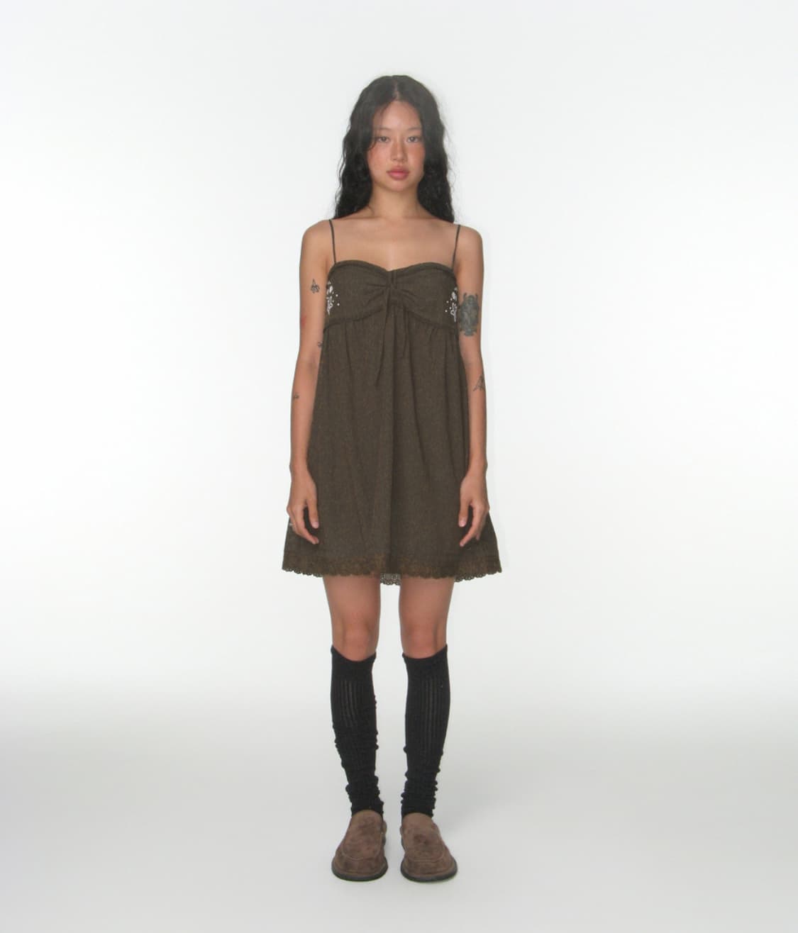 코이세이오 SOLAR STITCH MINI DRESS BROWN 원피스 상품이미지3