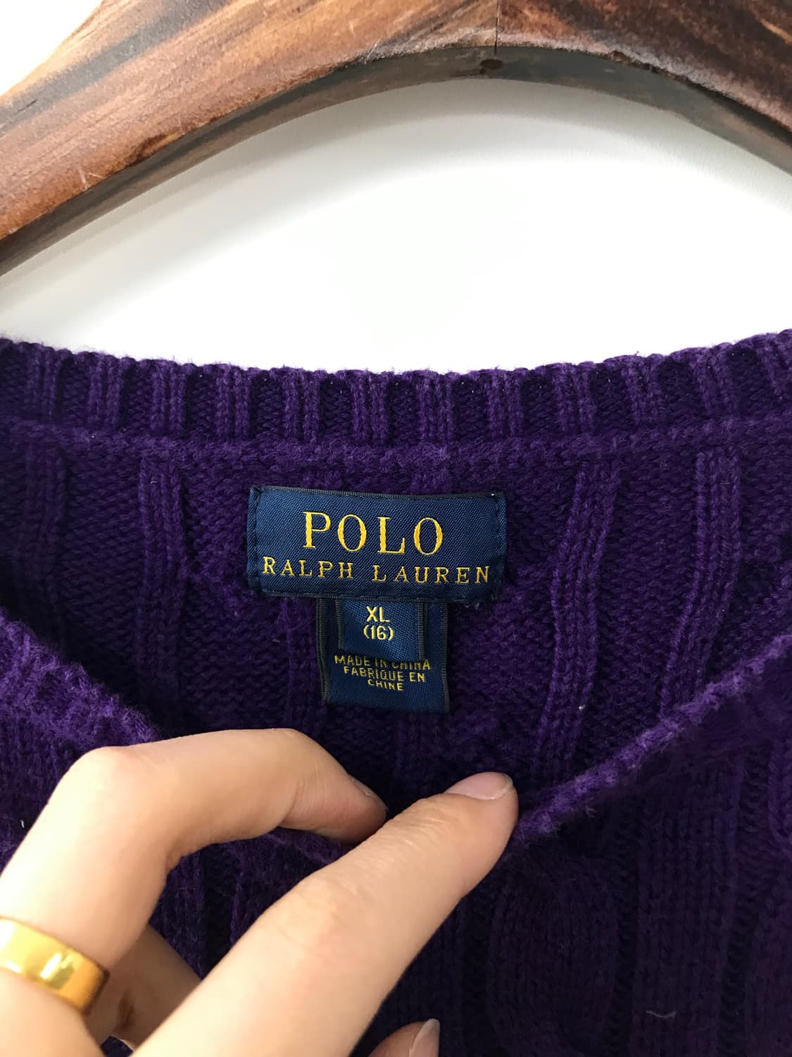 폴로 랄프로렌 신형 자수로고 퍼플 꽈배기 니트 상품이미지5