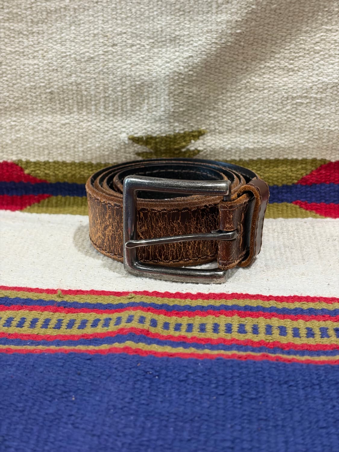 리얼레더 싱글핀 빈티지 클래식 벨트 / leather brown belt 상품이미지1