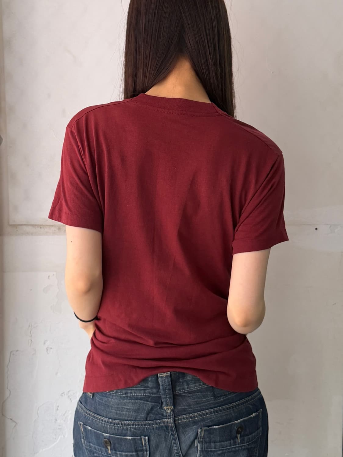 00’s 싱글 스티치 빈티지 버건디 그래픽 반팔티 상품이미지4