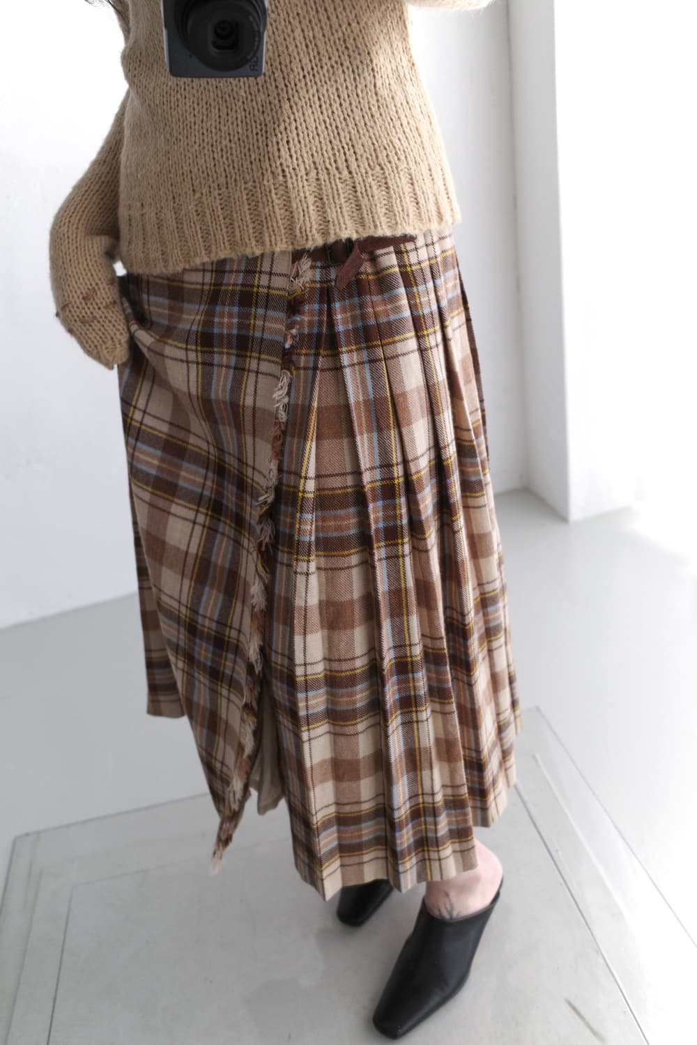 check pleats wrap skirt  상품이미지6