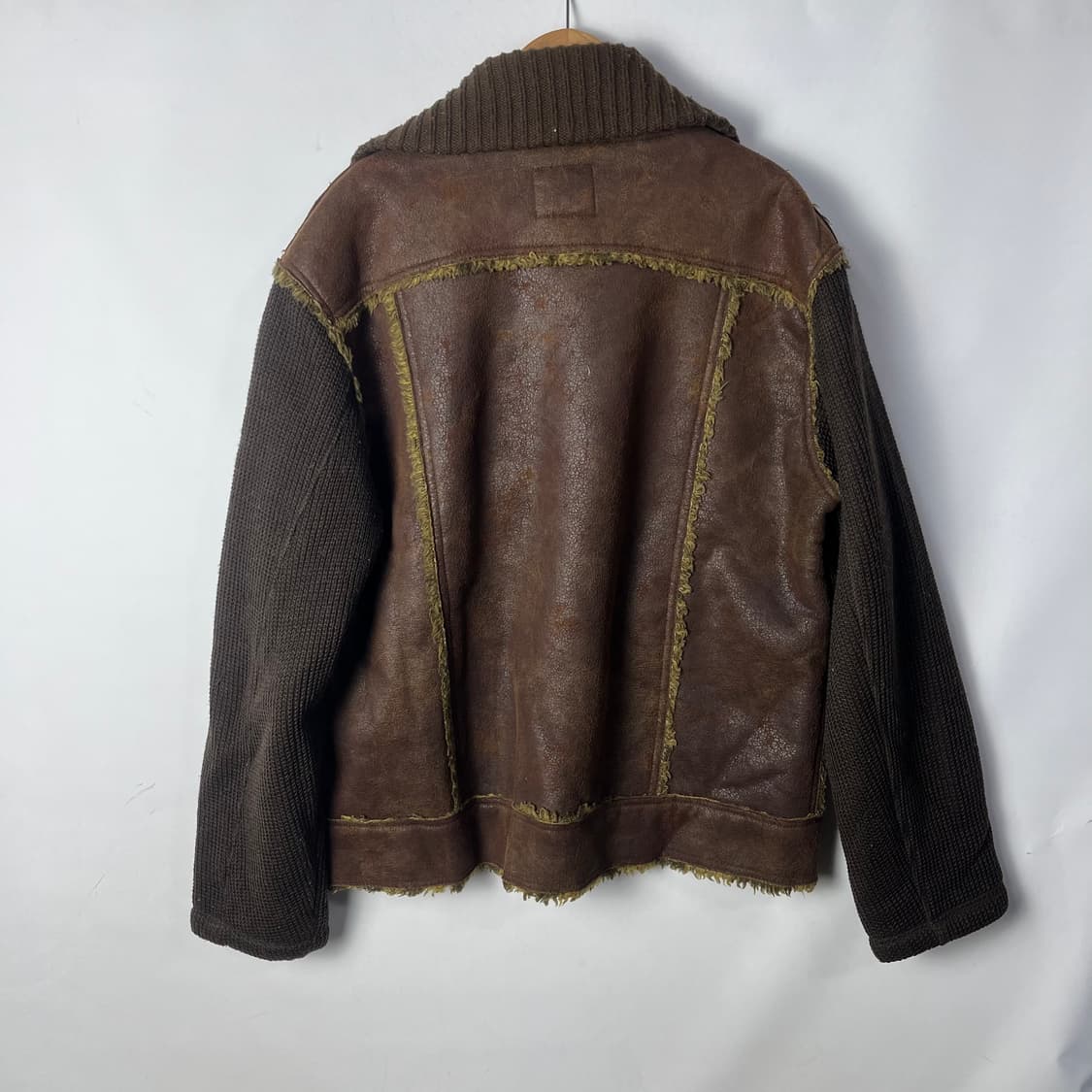 [Intermezzo] 90's 인터메조 니트 비건레더 쉐르파 자켓 상품이미지2