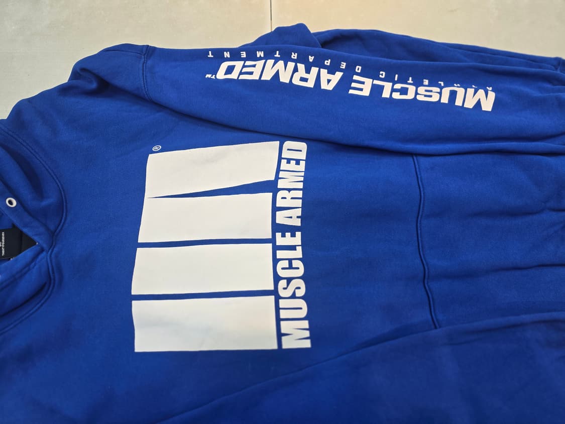 머슬암드 오버핏 후드티 XL 파란색 상품이미지2