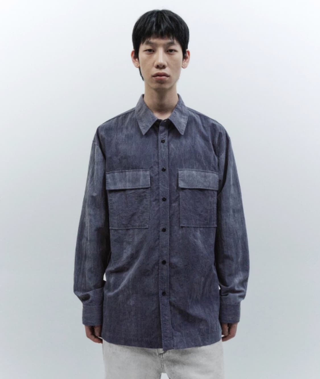 인사일런스 피그먼트 워시드 나일론 셔츠 BLUE 상품이미지2