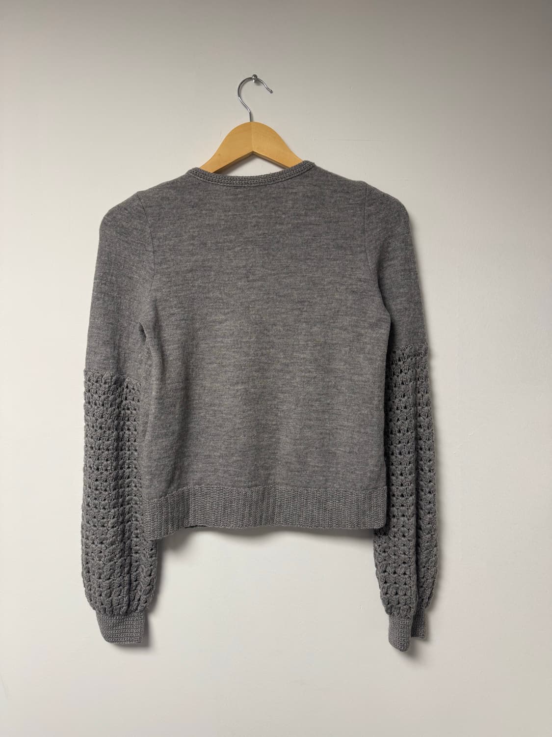 아떼 바네사브루노 벌룬 그레이 짜임 패턴 울 니트 가디건 S 상품이미지5