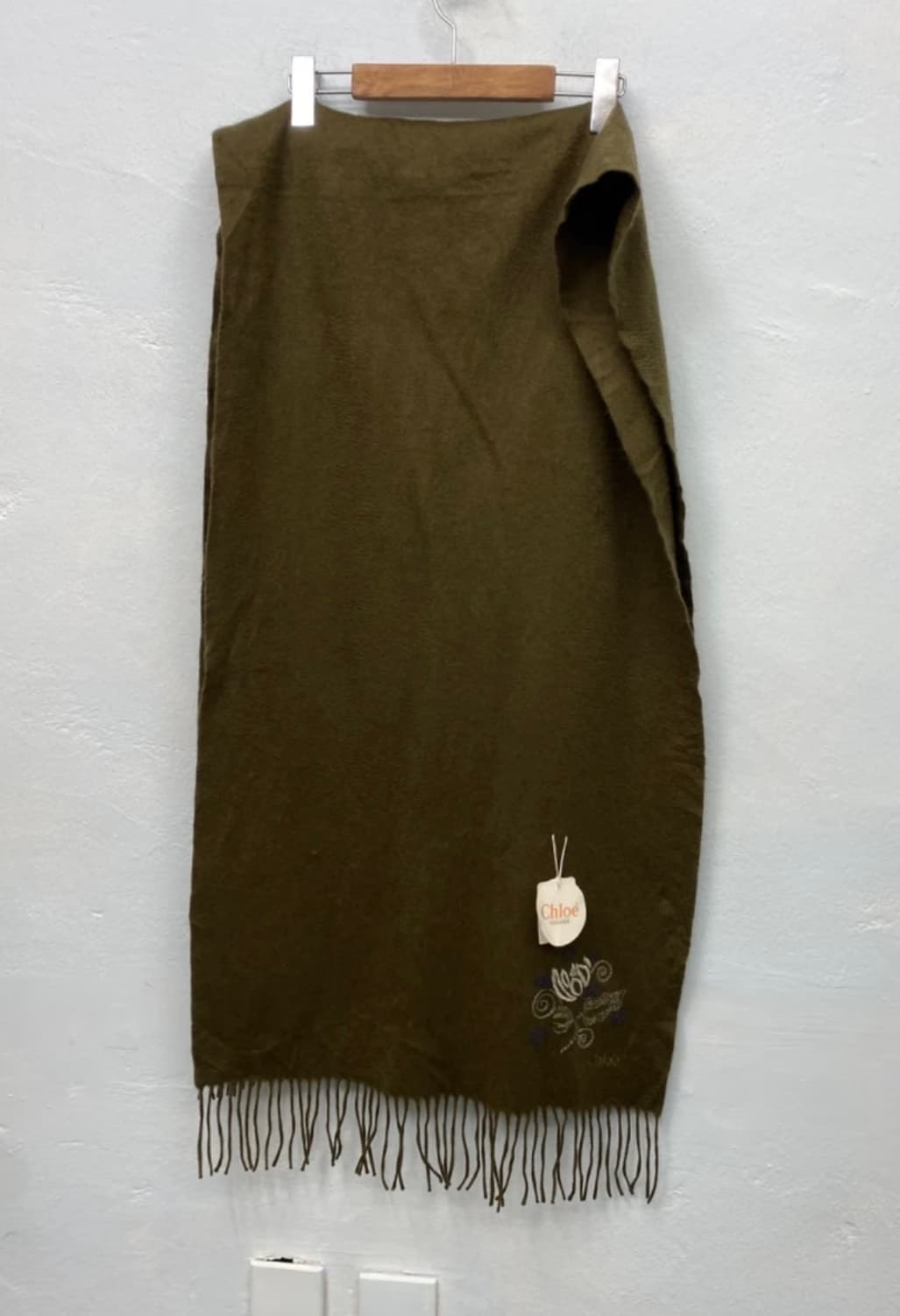 [8635](Dead stock)Chloe khaki muffler#_f 상품이미지5