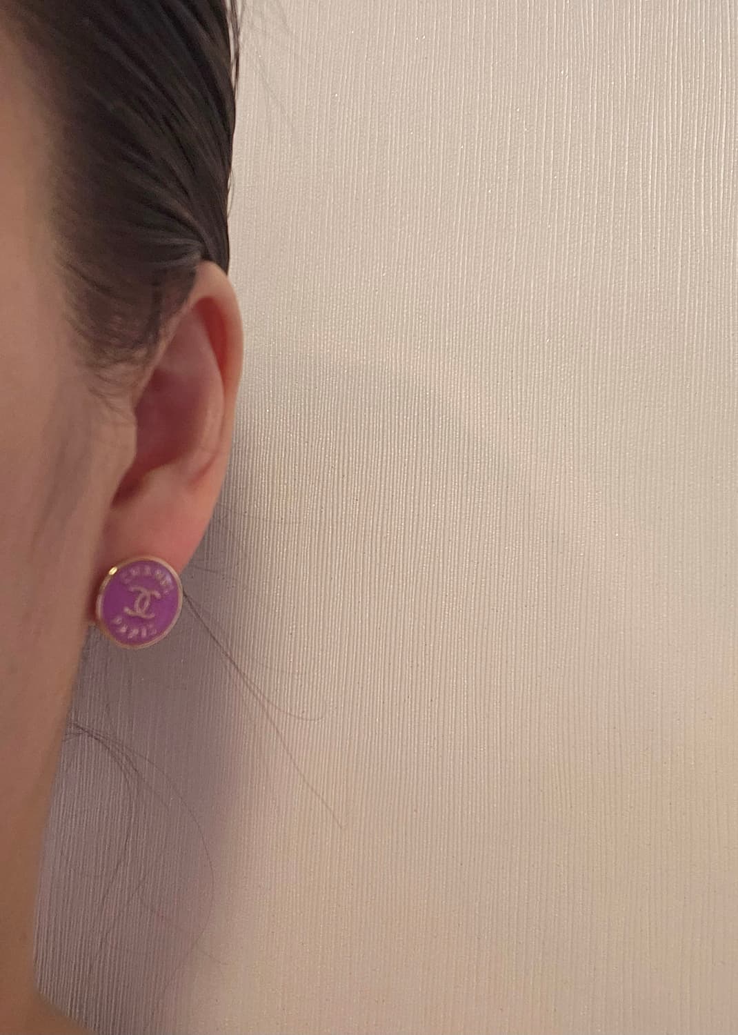 샤넬 단추 CC로고 퍼플 귀걸이 업사이클링 상품이미지7