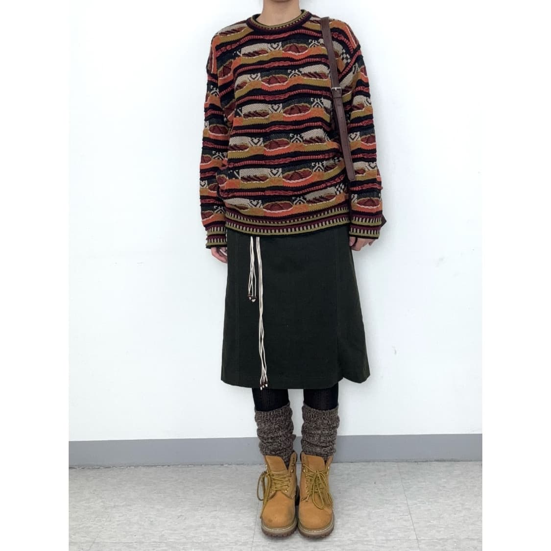 빈티지 카키 스커트 상품이미지1