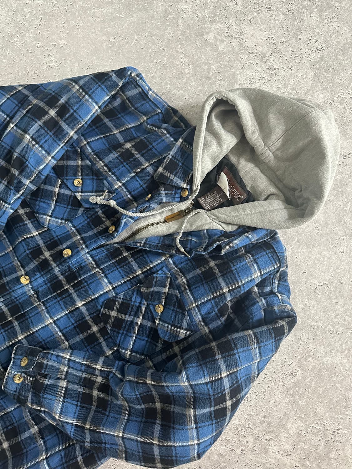 MOOSE CREEK 크릭 블루 체크 후드 셔츠 상품이미지1