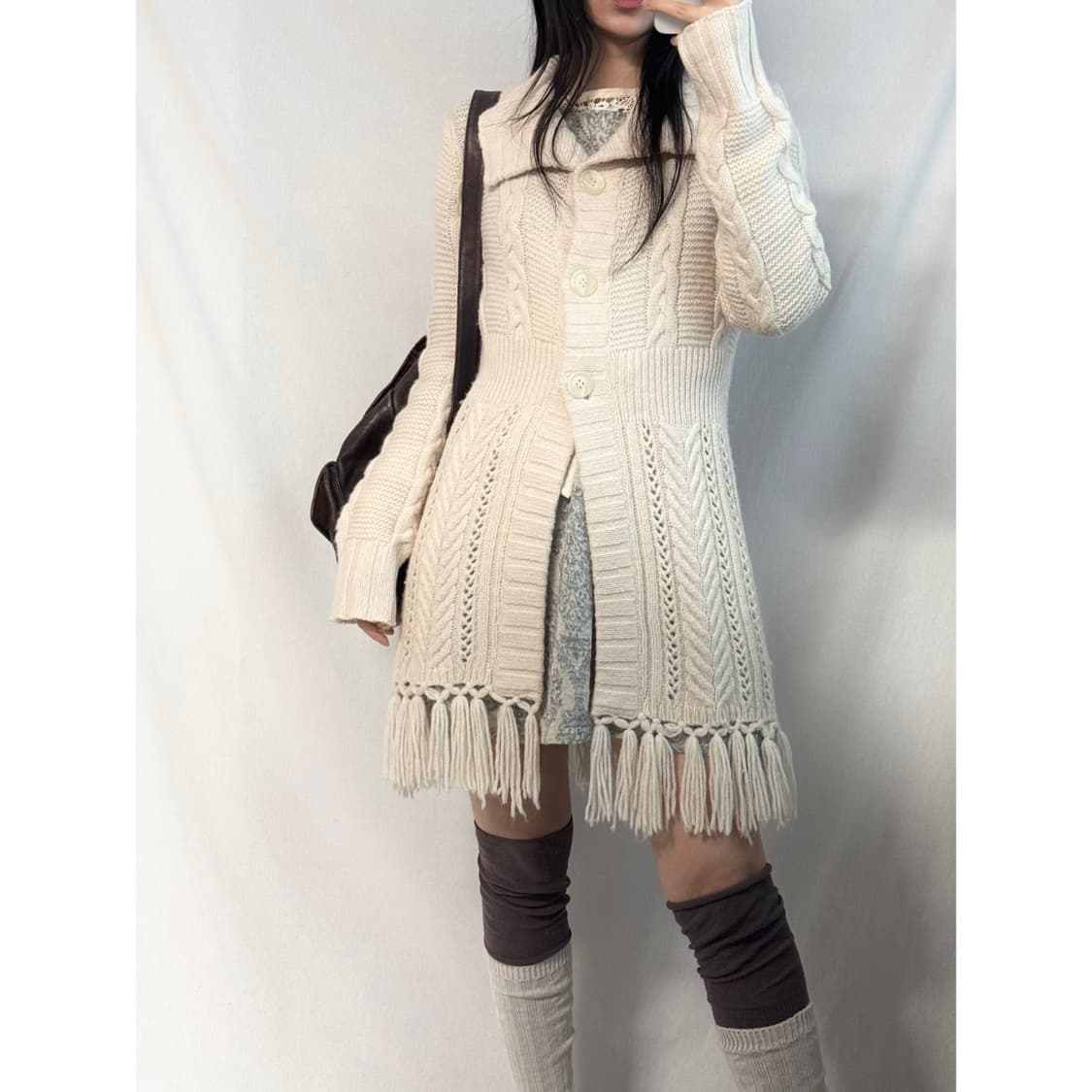로라애슐리 수술 롱 버튼 니트 가디건 상품이미지1