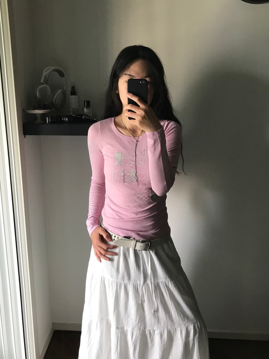 아베크롬비 중앙 프린팅 연핑크 긴팔티 상품이미지2
