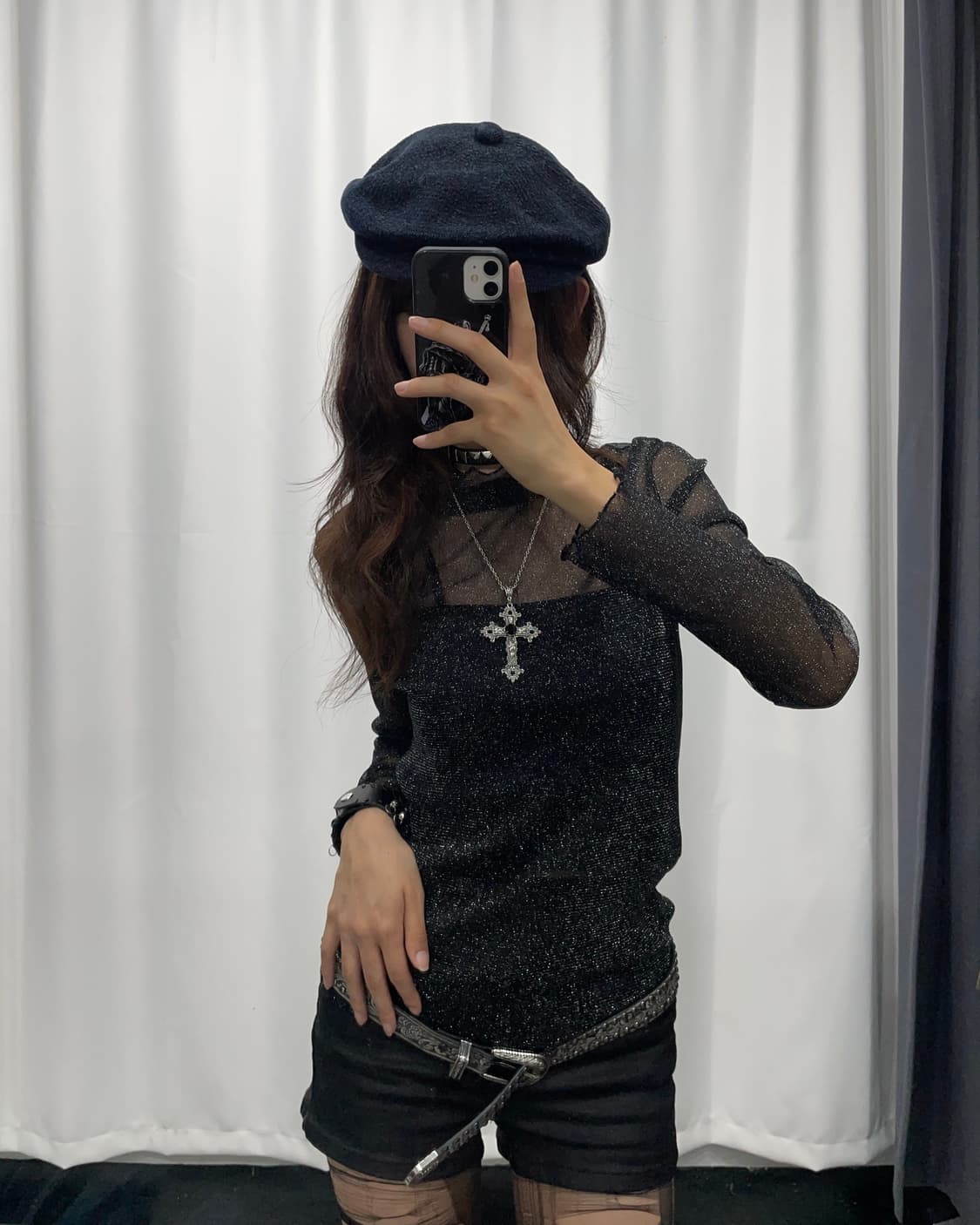 🎸블랙 글로시 씨스루 롱슬리브🎸 상품이미지3