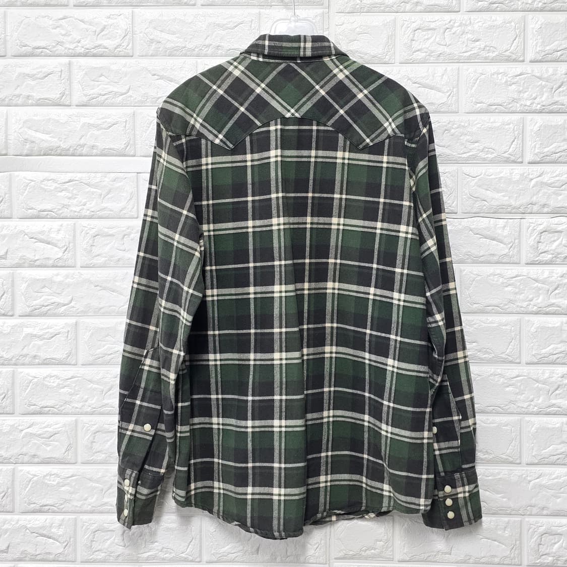 택포) Lee 그린 체크 웨스턴 셔츠 M 상품이미지4