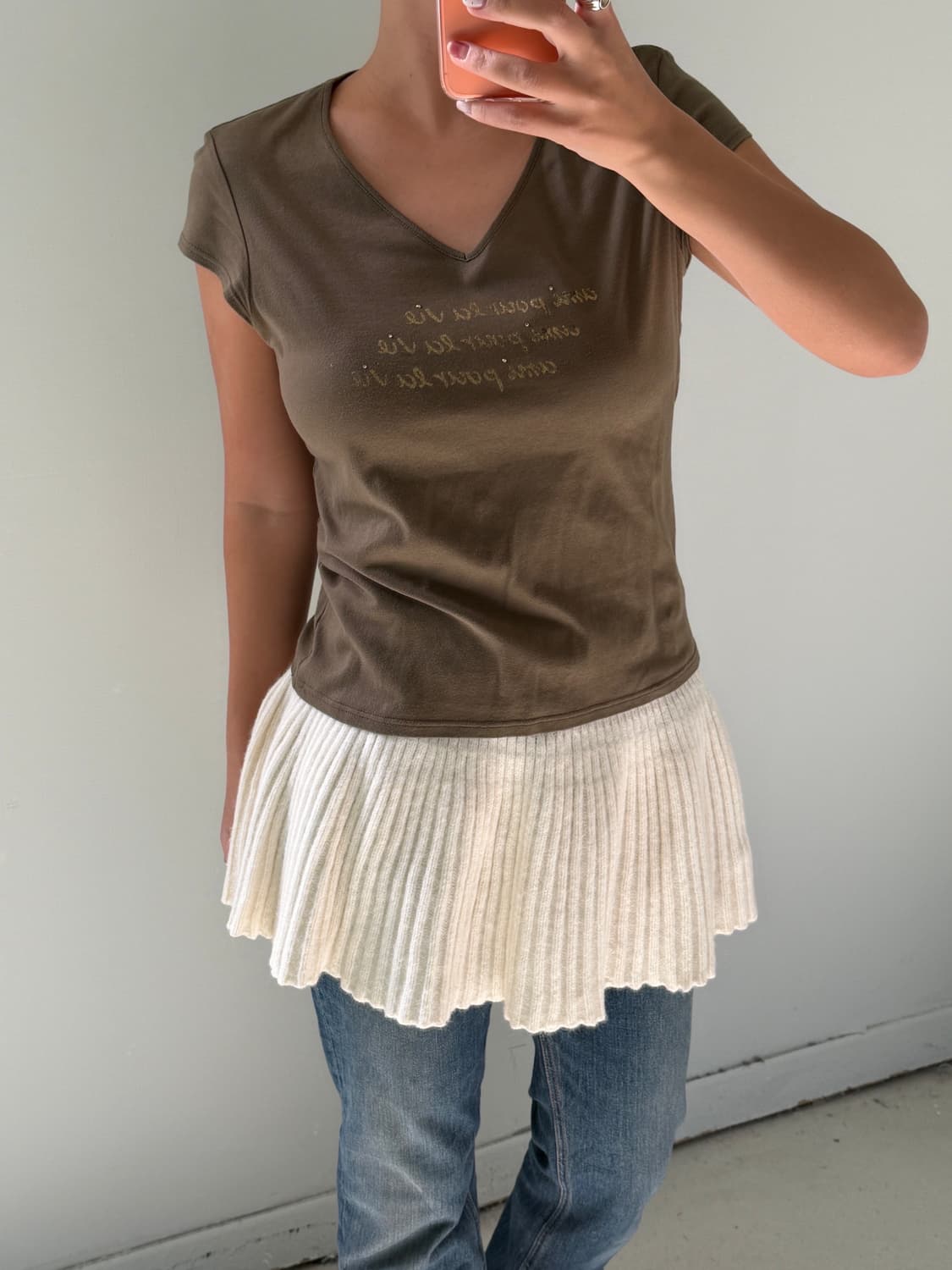 일본빈티지 플리츠 니트 레이어드스커트 상품이미지1