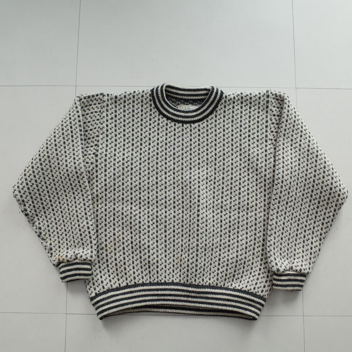 80s 엘엘빈 노르웨이 울혼방 버드아이 패턴 니트 L 상품이미지1