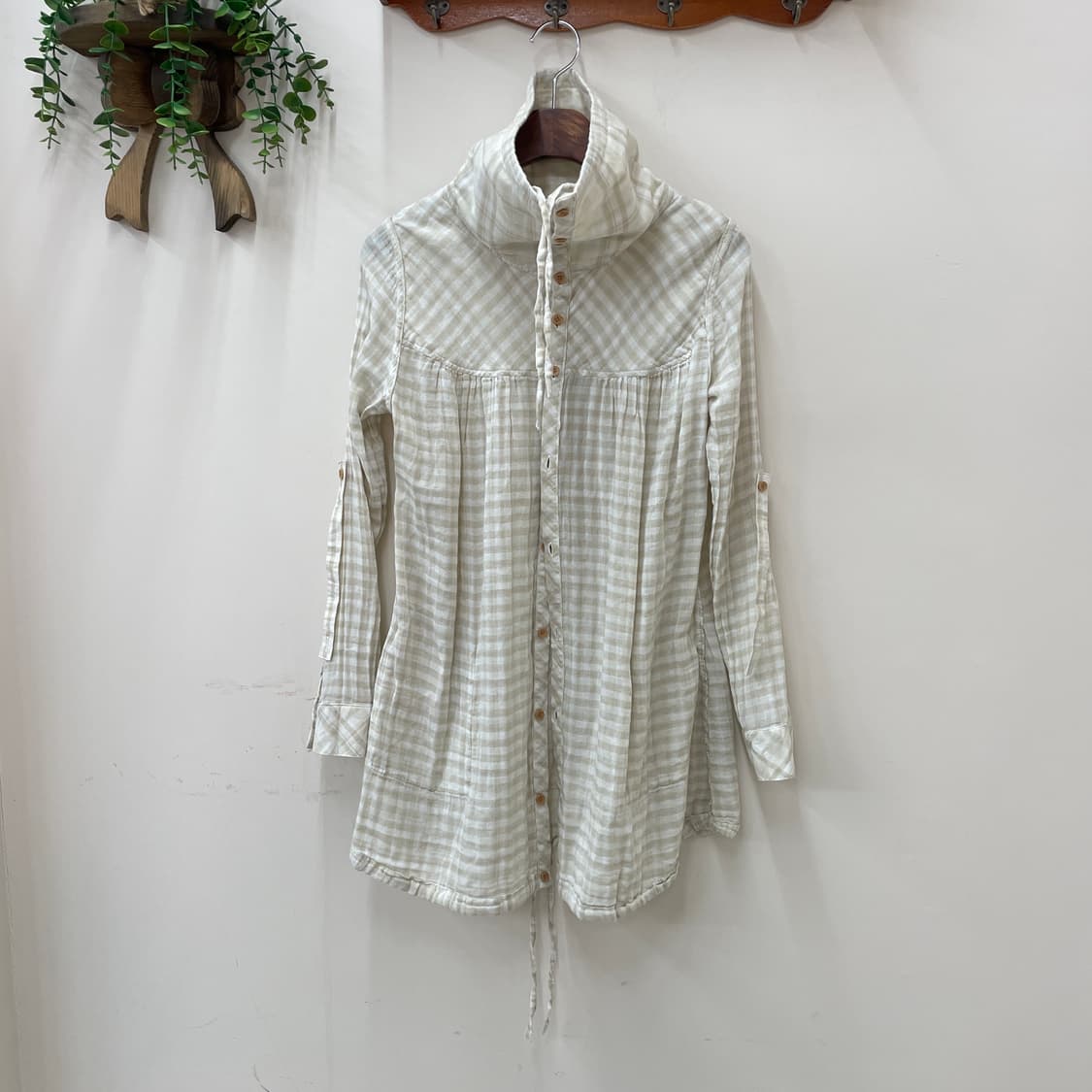 Petit fleur 체크 리버시블 롱 포켓 셔츠 상품이미지2