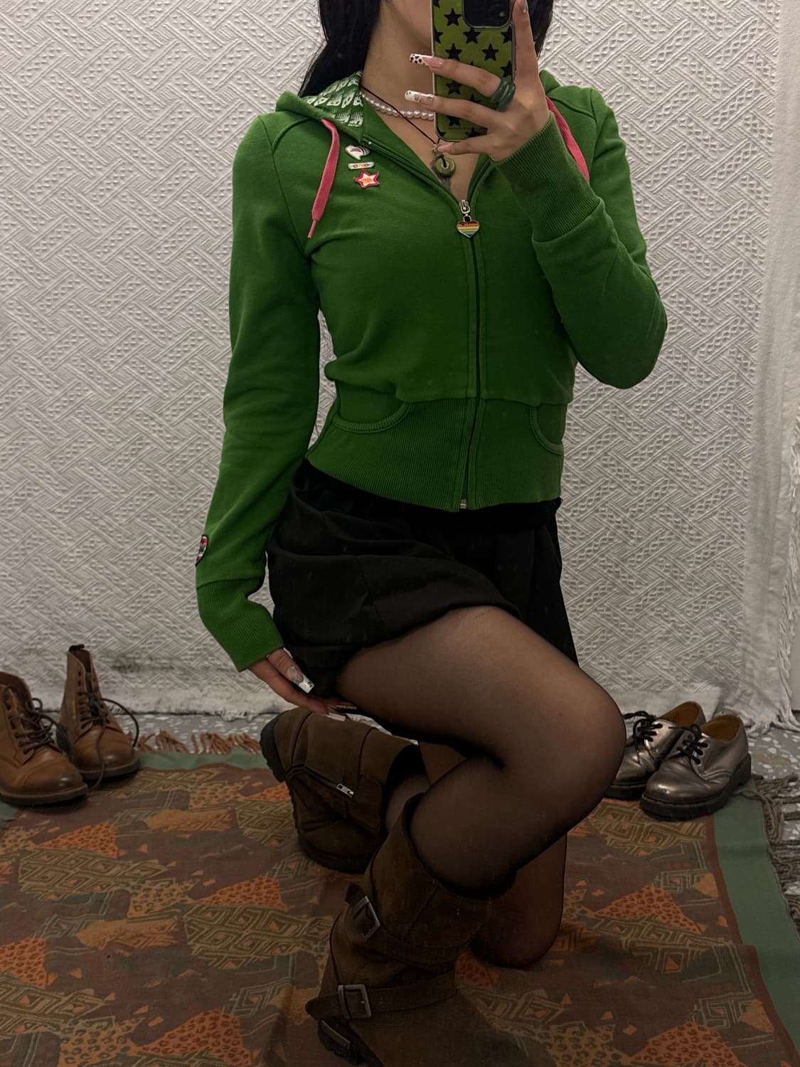 뉴발란스 스트릿 키치 Y2K 딱붙핏 세미크롭 후드집업 K0163 상품이미지2