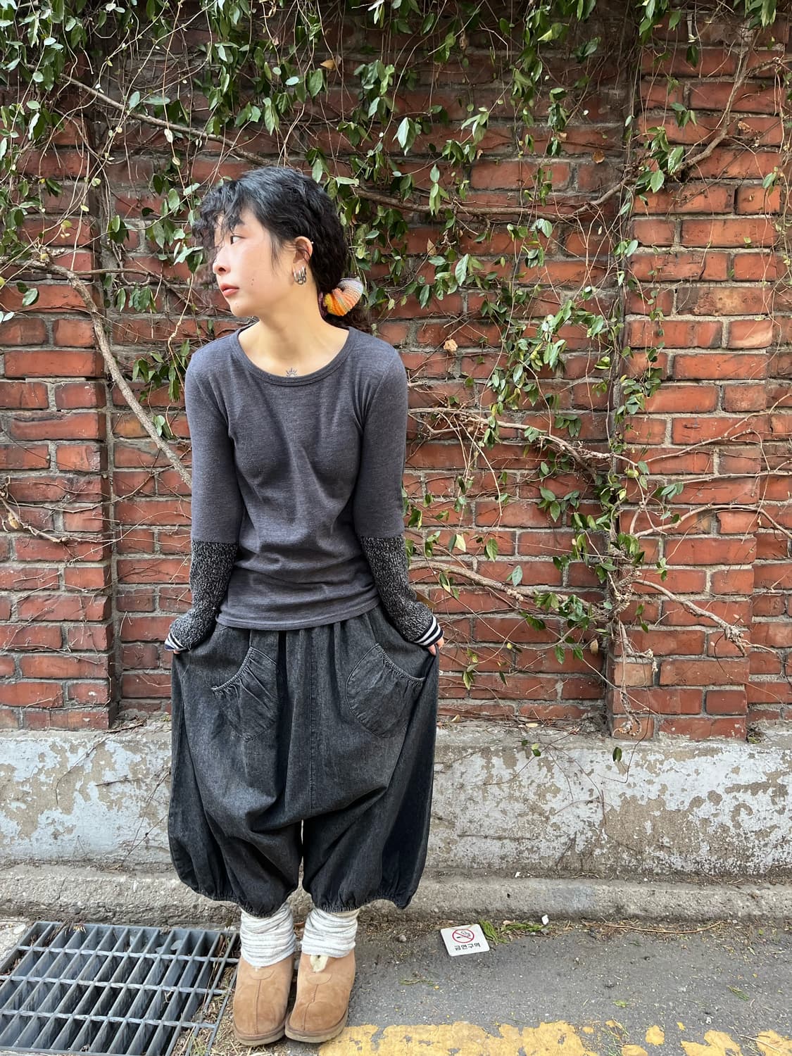 다크 그레이 벌룬 미디 팬츠 상품이미지2