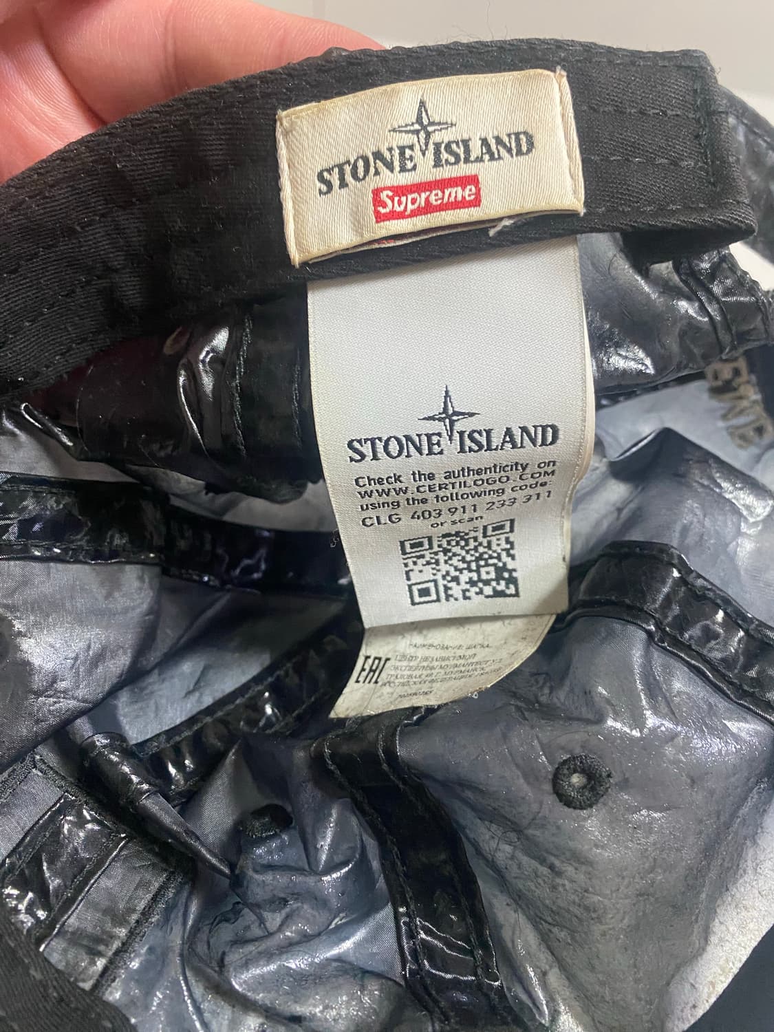 [OS] 19SS 슈프림 X 스톤아일랜드 뉴 실크 라이트 6패널 캡 블랙 상품이미지3