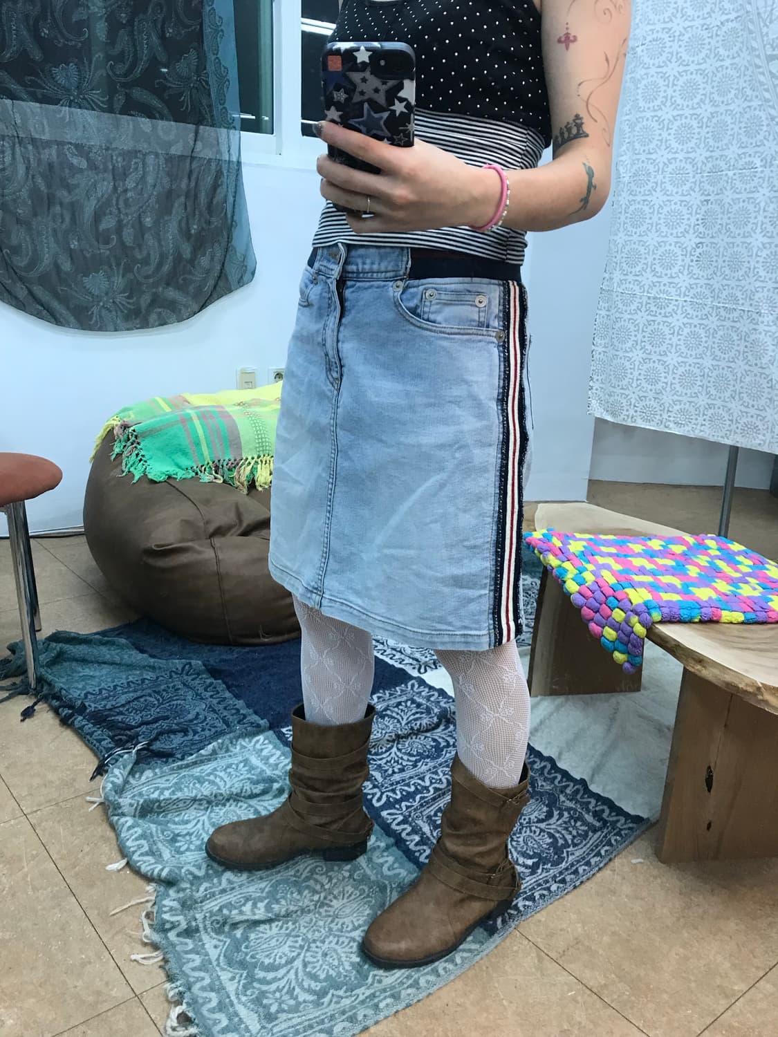 빈티지 여성 사이드라인 연청 데님스커트 상품이미지2