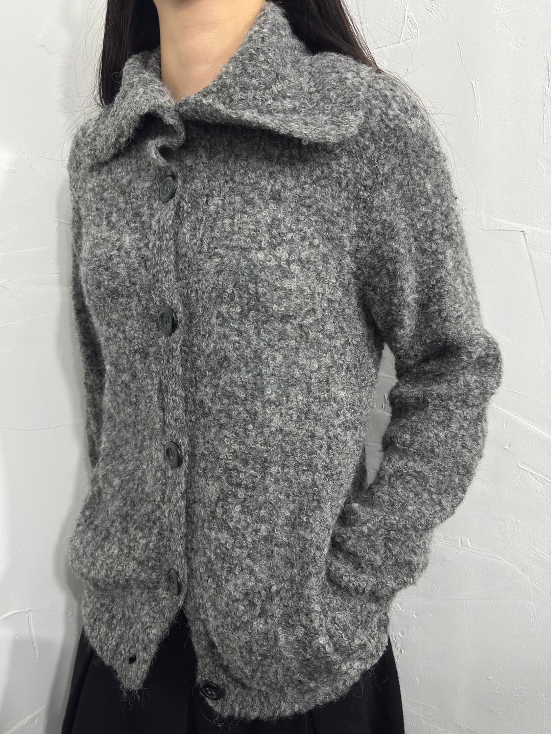 belta attrice gray knit cardigan 상품이미지4