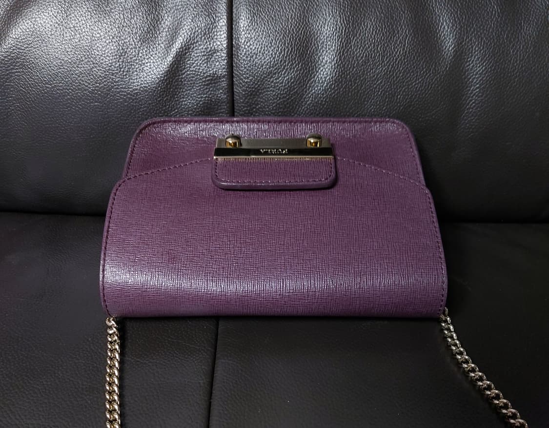 FURLA Julia 체인 퍼플 사피아노 레더 미니 크로스바디 백/숄더백 상품이미지4