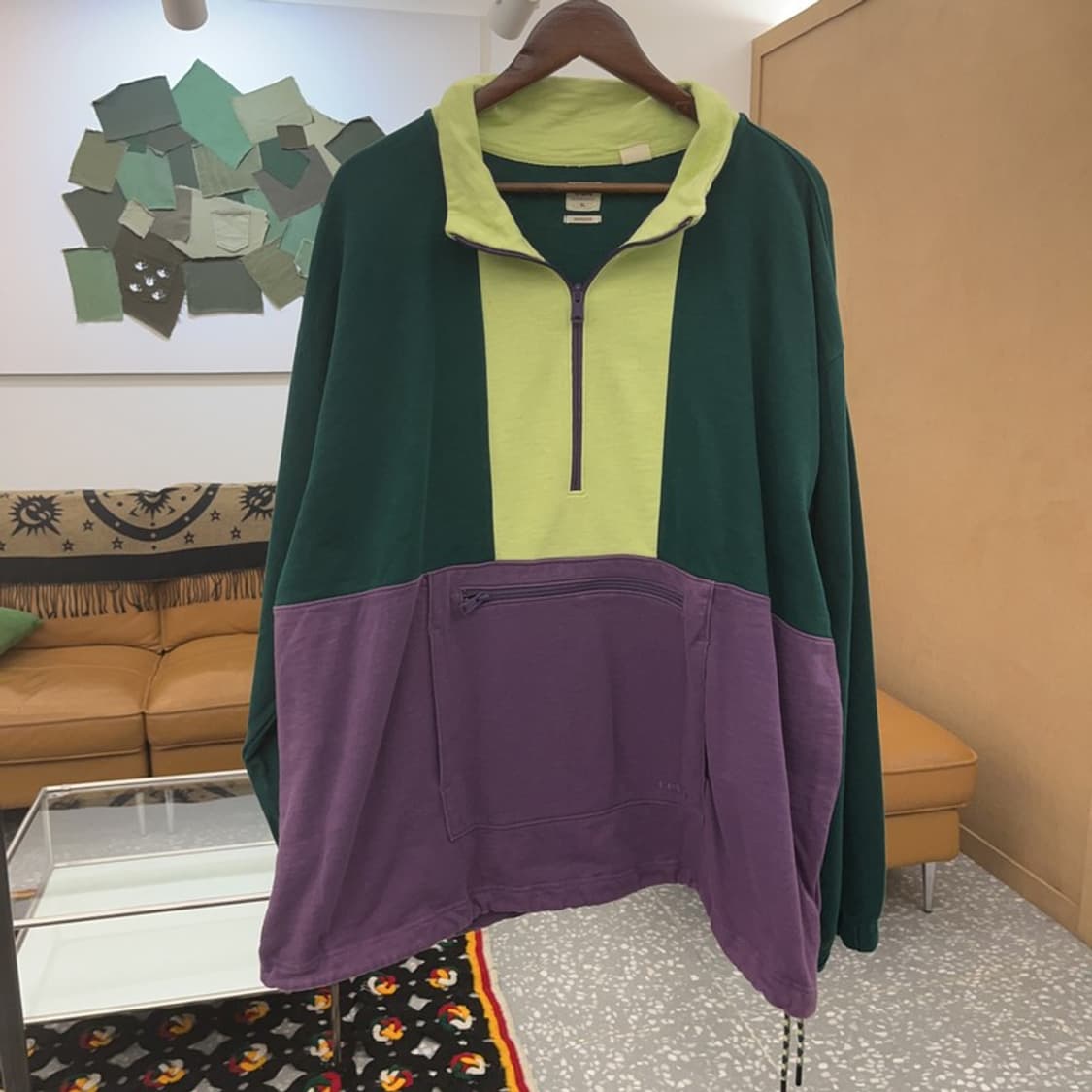 리바이스 레트로 컬러블럭 오버사이즈 반집업 맨투맨 XL C08159 상품이미지3