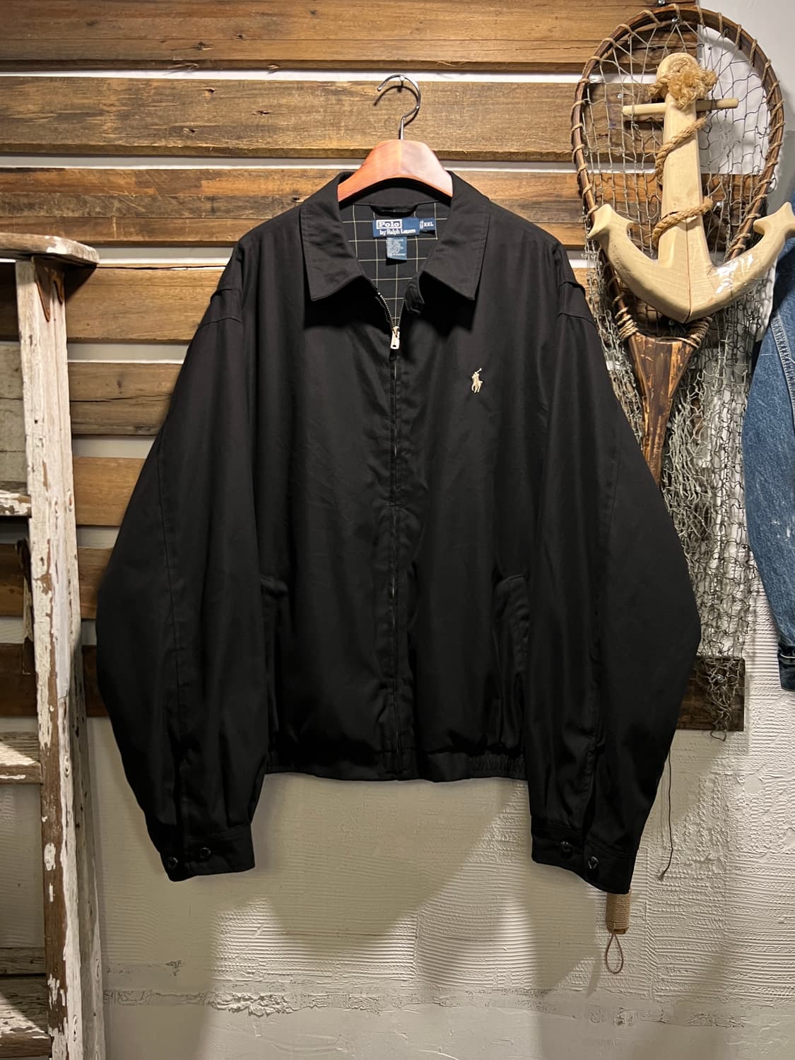 [2XL]폴로 랄프로렌 체크 라이닝 블랙 드리즐러 자켓 상품이미지1