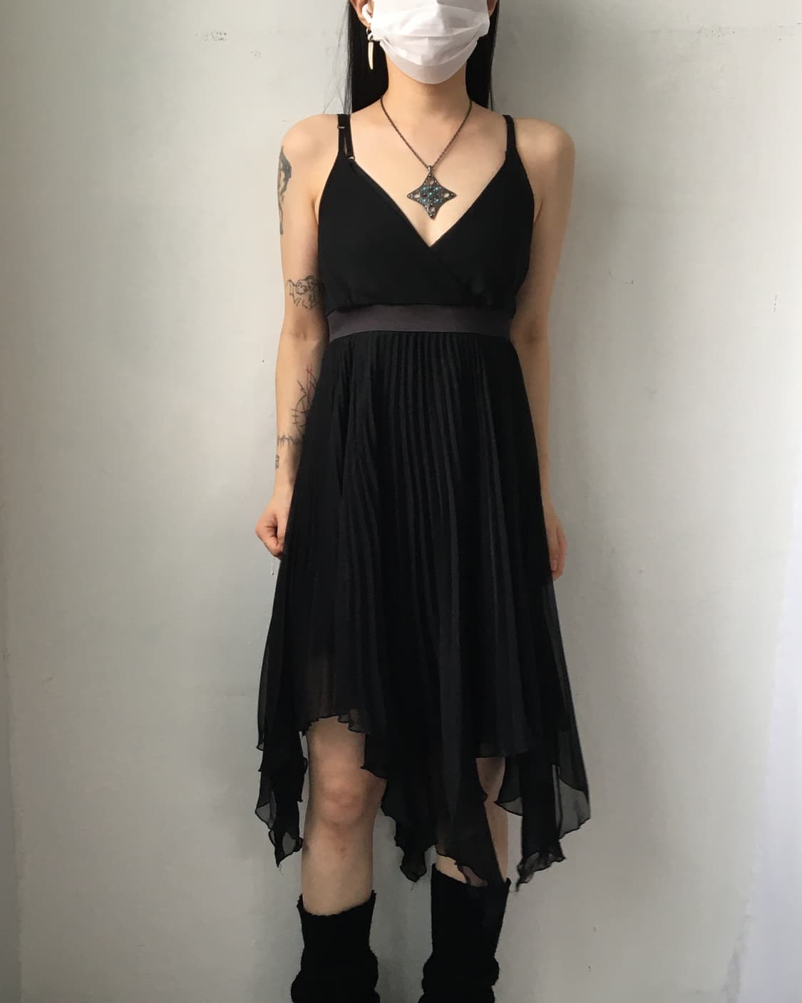 Unbalanced pleats sleeveless onepiece 상품이미지6