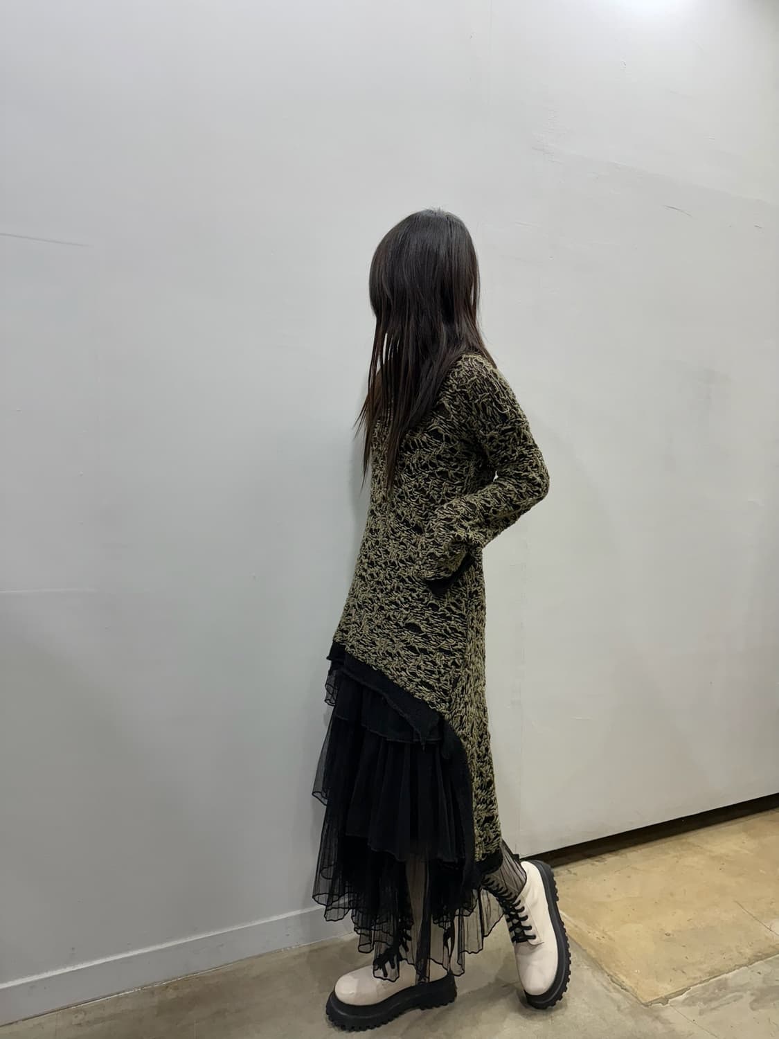 디젤 네트 디테일 언밸런스 원피스 상품이미지3