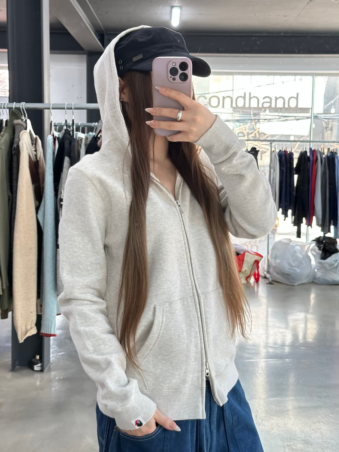 베이프 PIRATE 마일로해적 투웨이 오트밀 후드집업 상품이미지2