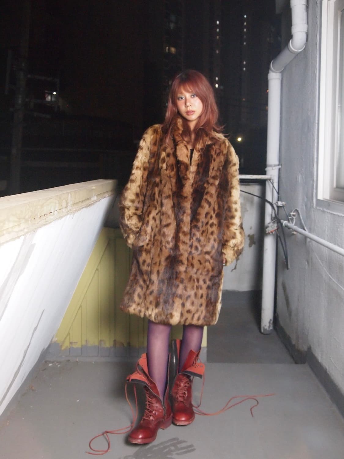 빈티지 레오파드 리얼 퍼 코트 상품이미지1