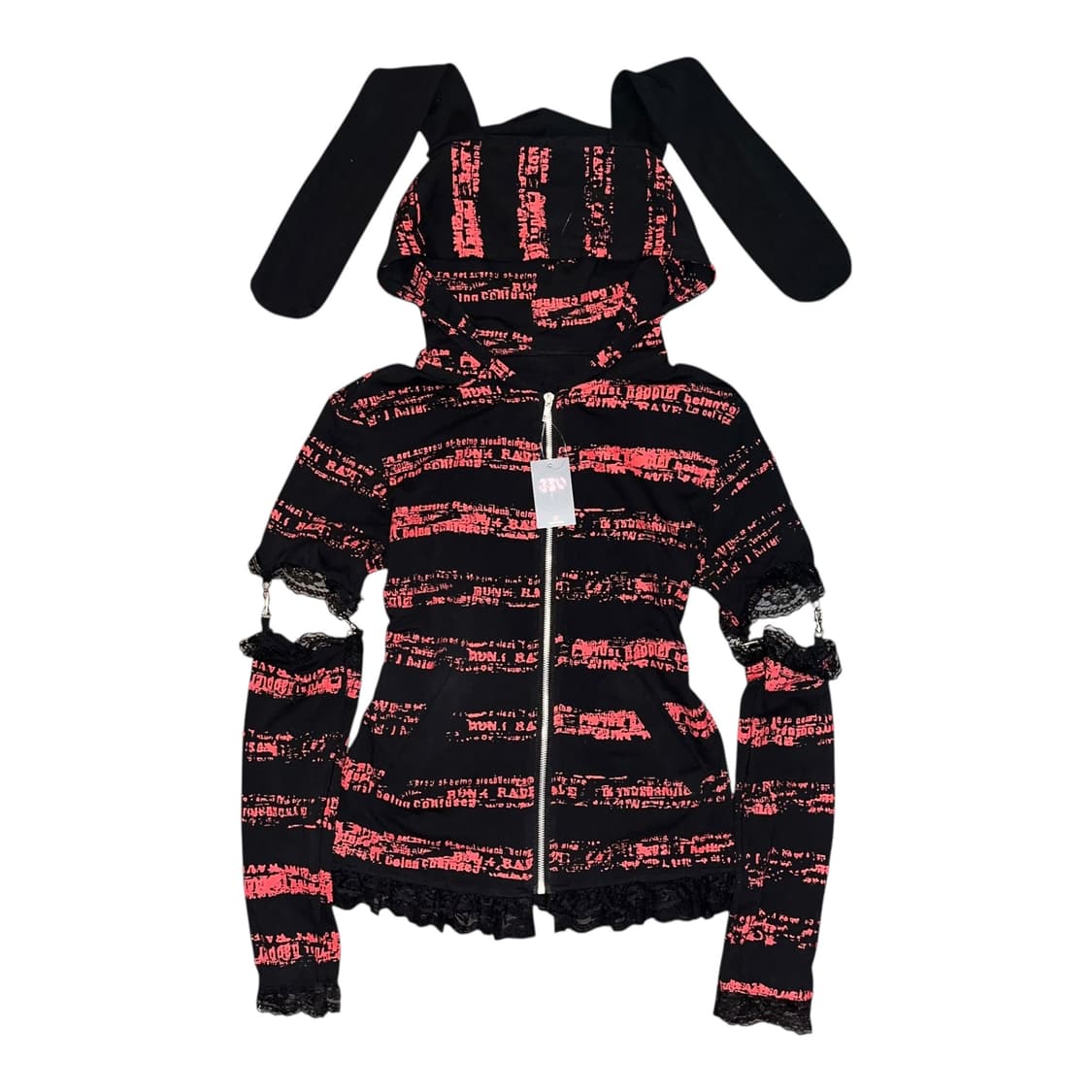 우사기 레이스 프린팅 후드집업 펑크y2k갸루 상품이미지1