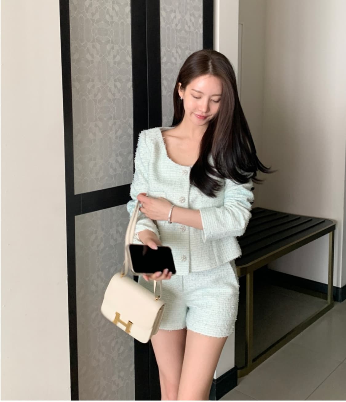 (새상품)더마농 프라하 트위드자켓, 트위드쇼츠 셋업 M사이즈 상품이미지3