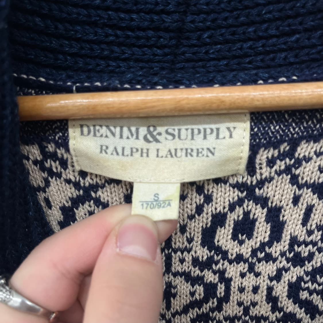 폴로 데님앤서플라이 패치워크 가디건 네이비 남/S 상품이미지5